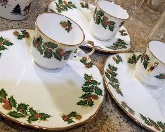 Queens Rosina China Co. Yuletide Snack plate with cup