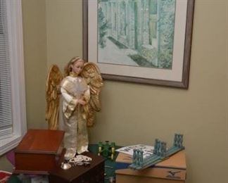 costume jewelry, jewelry boxes, Christmas angel, Lenox snowflake