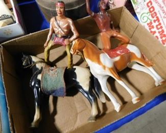Vintage Indian and horses play set