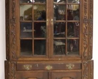 Vintage carved corner cabinet
