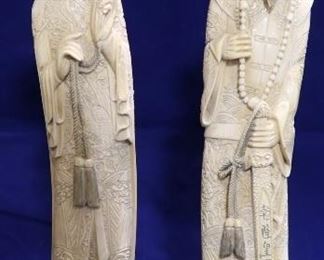 Carved bone Oriental figures