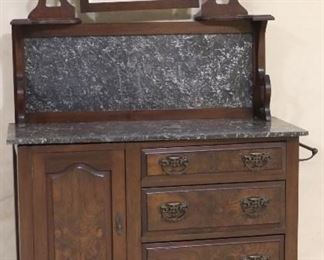 English marble top carved washstand