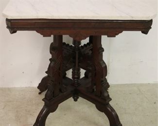 Victorian carved walnut marble top table