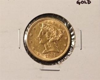 1881 $5 Gold Liberty