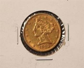 1892 $5 Gold Liberty