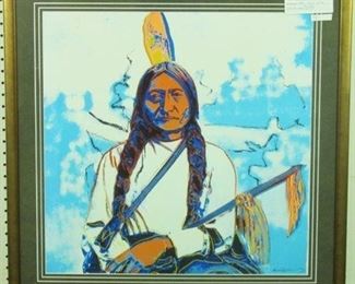 Sitting bull Giclee plate signed by Andy Warhol