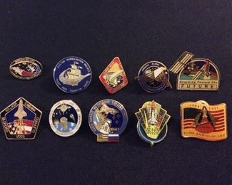 NASA Space Shuttle Mission Pins.