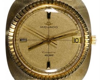 Movado 14k Gold Case Kingmatic Wrist Watch