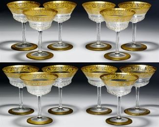 St. Louis Crystal Thistle American Sherbet and Champagne Glasses