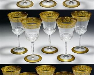 St. Louis Crystal and Continental Glass Gold Thistle Water Goblet Collection