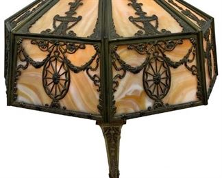 Wilkinson Carmel Slag Glass Shade Bronze Table Lamp
