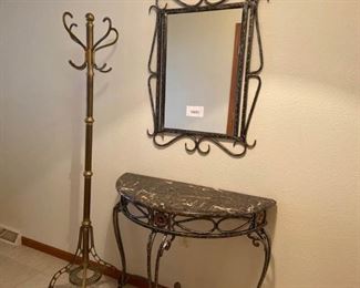 Hall Tree, Table, and Mirror