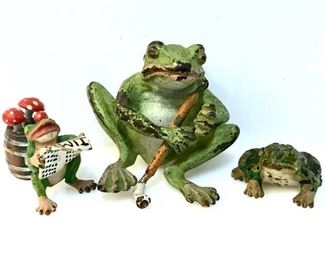 Lot 3 Antique Vienna Bronze Miniature Frogs
