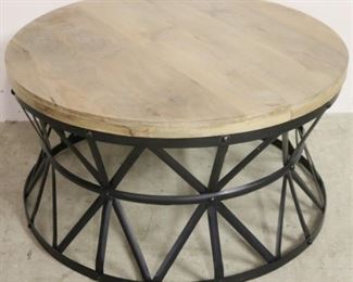 Round wood table w/ iron base