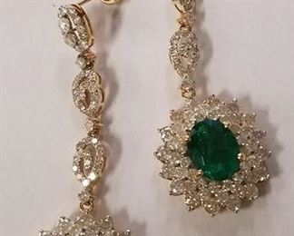 4.61ct Emerald & diamond earrings