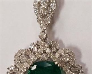 18K Emerald & diamond necklace