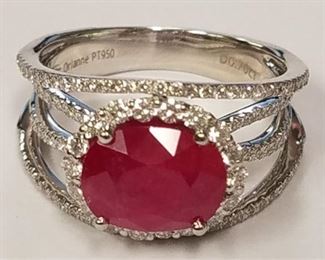 Platinum Ruby & diamond ring
