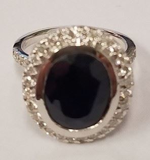 18K Blue sapphire & diamond ring