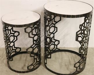 Round nesting tables iron & marble