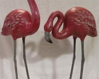 Cast iron flamingos
