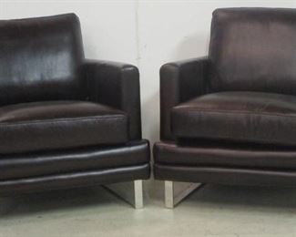 Pair Lazzaro leather arm chairs