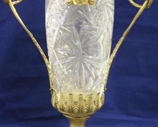 Cut Glass and brass vase