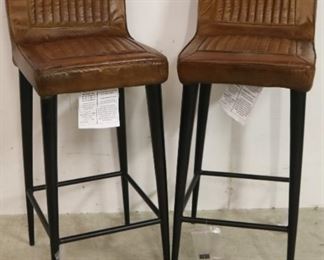 Pair Butler leather barstools