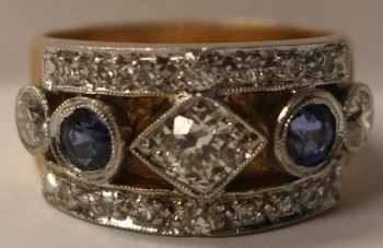 Mens Diamond and Sapphire ring size 10