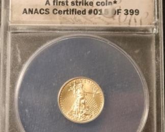2015 MS70 1/10 AGE ANACS gold coin