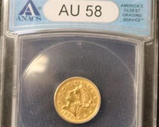 1906 AU58 $2.50 ANACS Gold coin