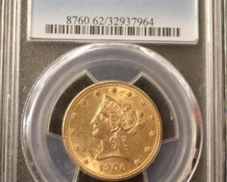 1906D PCGS MS62 $10 Gold Liberty