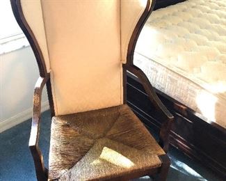 Vintage High-back Arm Chair w/rush seat, upholstered back - $295