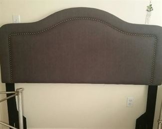 Queen sized padded headboard with metal bed frame available