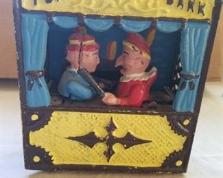 Punch and Judy cast iron bank