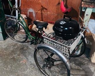 vintage 3 wheel bicycle with basket