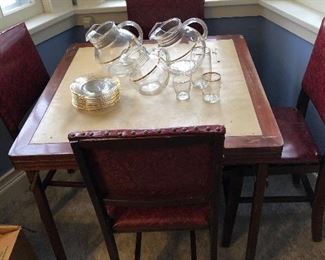 ANTIQUE FOLDING TABLE WITH CHAIRS 