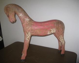 wooden horse with leather ears