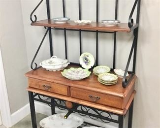 Baker’s rack, lovely old dishes