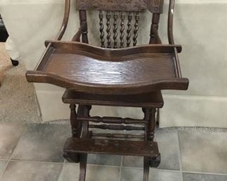 Antique Pressed back barley twist high chairs