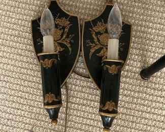 pair of tole sconces for sale asking $60 for the pair