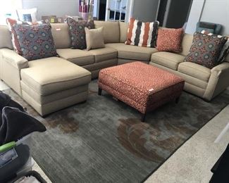 Ethan Allen Tweed Fabric Sectional Sofa