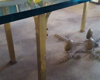 Brass base glass top table