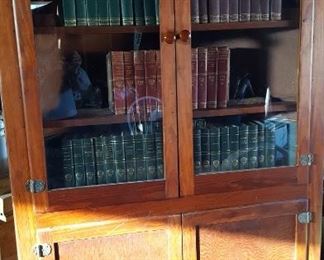 Corner cabinet and Harvard Classics (50 vol.)