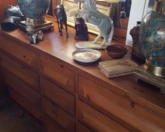 Mid-century pine dresser & mirror