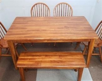 Dining Set with 4 Chairs and Bench