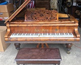 We are in possesion of a rare 1867 Viennese Alois Kern baby grand piano. This piano is really is a work of art! Hand painted with wood carved detail in incredible condition! This piano play very well too! It needs some tuning, but for a piano as old as this, it's incredible!