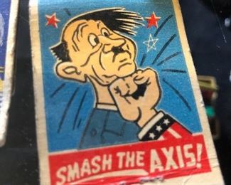 Adolph Hitler cartoon on 1940's matchbook!