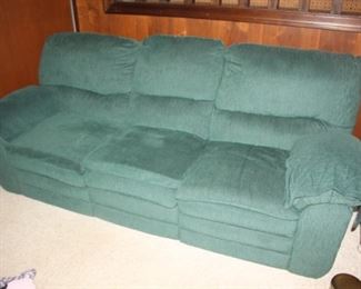 Very comfortable corduroy green sofa (recliner) and matching loveseat (recliner).  We also have a queen sleeper sofa with wool upholstery in great shape. 