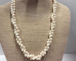 7. Necklace freshwater pearls 22” double strands 1/4” pearl size approx