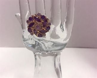  15. Ring “Crown” 18Kt Amethyst multi stone size 7.